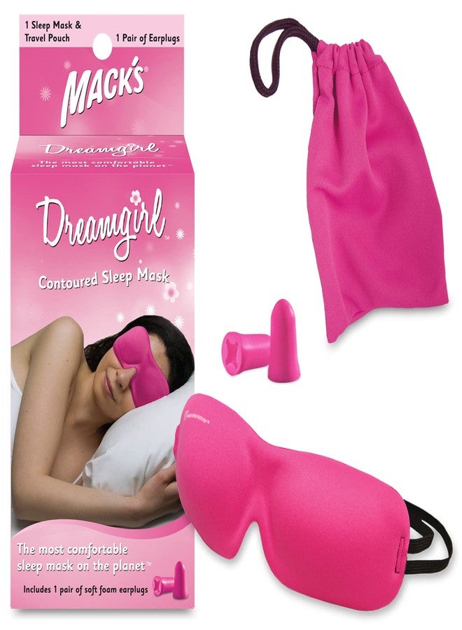 Mack's Mack’s Dreamgirl Contoured Sleep Mask – Pink, Comfortable, Adjustable, 2 Strap Eye Mask with Mack’s Dreamgirl Soft Foam Earplugs - Image 1